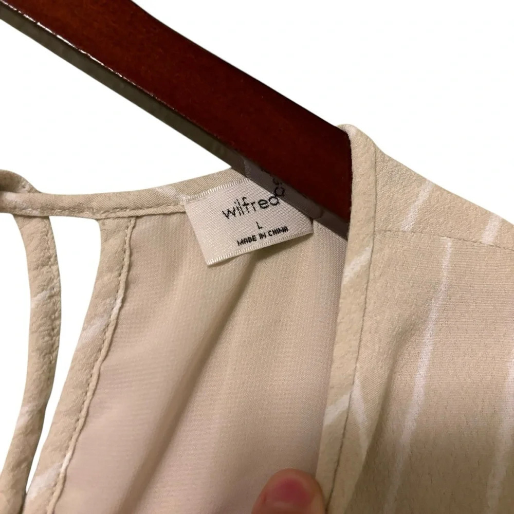 Aritzia Wilfred Fleurette Striped Cream Jumpsuit- Size Large - Picture 8 of 11